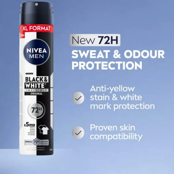 Nivea Men Black & White Invisible Original antiperspirant v spreji pre mužov 200 ml