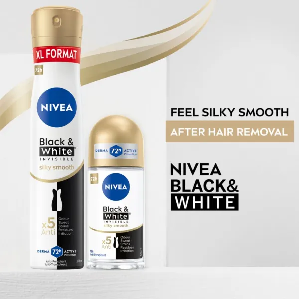 NIVEA Black & White Invisible Silky Smooth antiperspirant v spreji pre ženy 200 ml