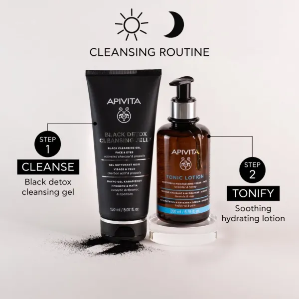 Apivita Cleansing Black Detox Cleansing Gel čistiaci gél s aktívnym uhlím na tvár a oči 150 ml