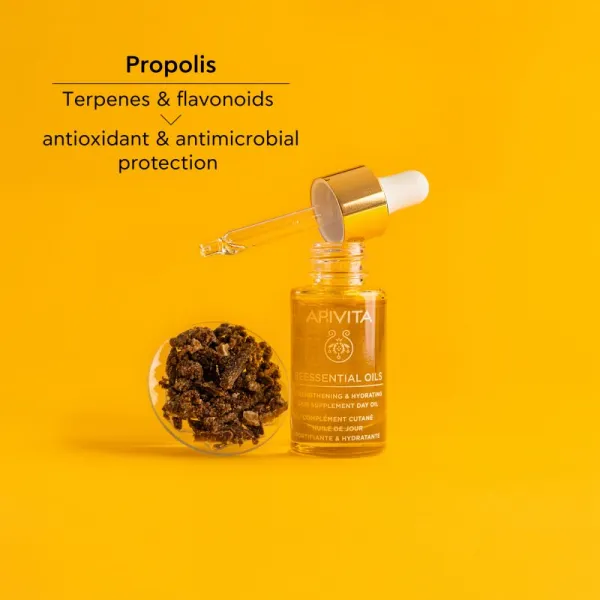 Apivita Beessential Oils Strengthening & Hydrating Day Oil rozjasňujúci denný olej pre intenzívnu hydratáciu pleti 15 ml