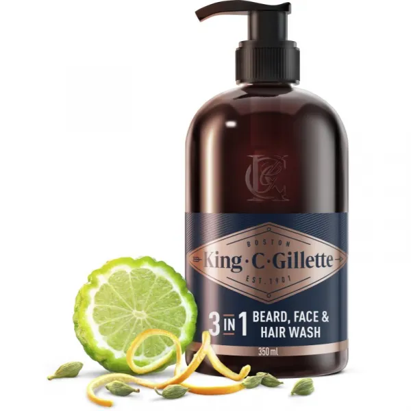 Gillette King C. Beard & Face Wash šampón na bradu 350 ml