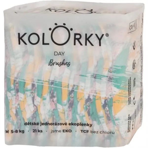 KOLORKY DAY štetce M 5-8 kg 21 ks,KOLORKY DAY Plienky jednorazové eko, štetec M (5-8 kg) 21 ks