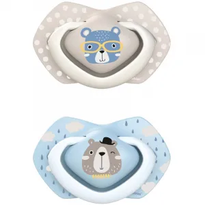 CANPOL BABIES - Set symetrických silikónových cumlíkov 18m+ Bonjour Paris modrý