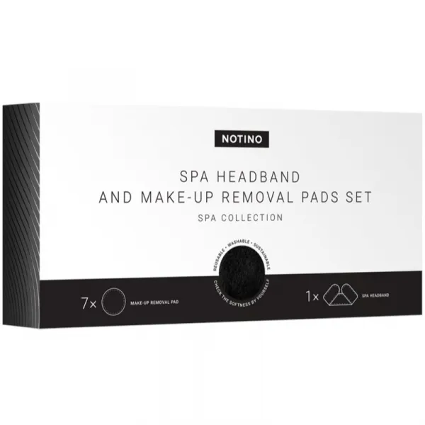 Notino Spa Collection Spa headband and make-up removal pads set sada na odličovanie s kozmetickou čelenkou Black 7 ks