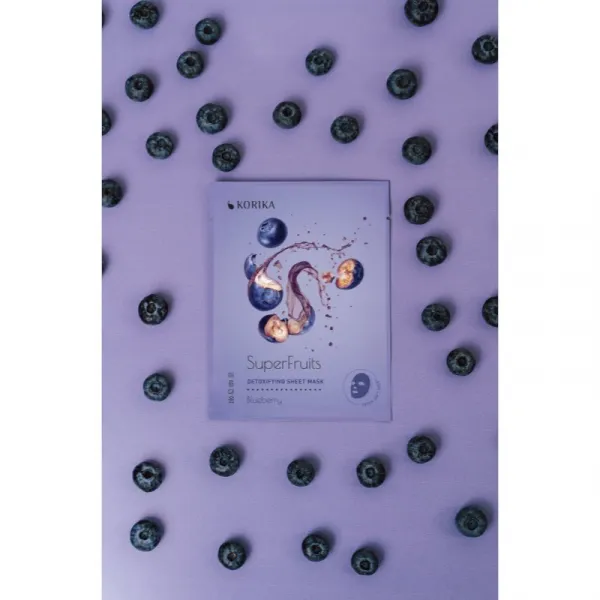 KORIKA SuperFruits Blueberry - Set of 5 Detoxifying Face Sheet Masks set pleťových masiek za zvýhodnenú cenu s detoxikačným účinkom Blueberry