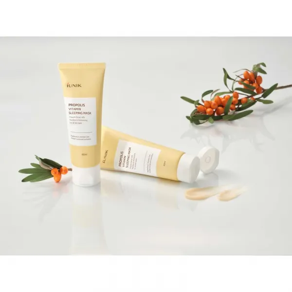 iUnik Propolis Vitamin nočná maska pre obnovu pleti s multivitamínovým komplexom 60 ml