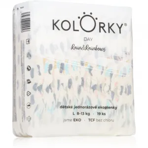 KOLORKY DAY Plienky jednorazové eko, dážď&dúhy L (8-13 kg) 19 ks