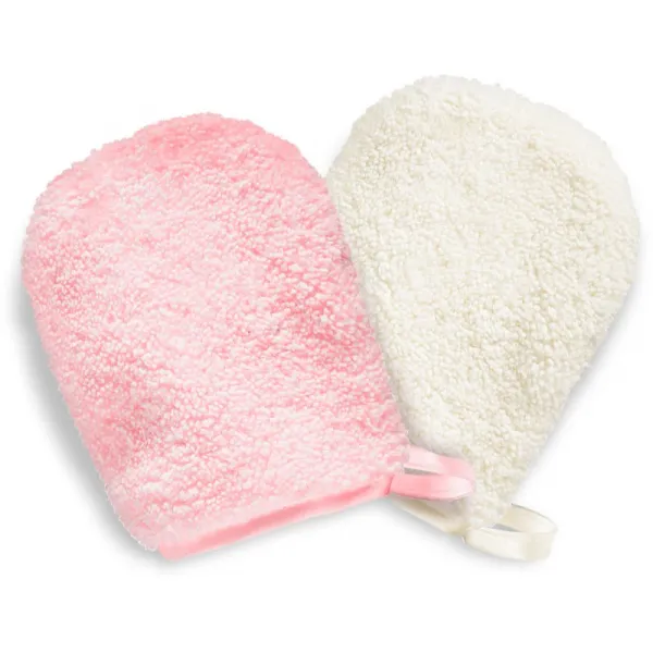BrushArt Home Salon Make-up remover gloves odličovacia rukavica PINK, CREAM 2 ks