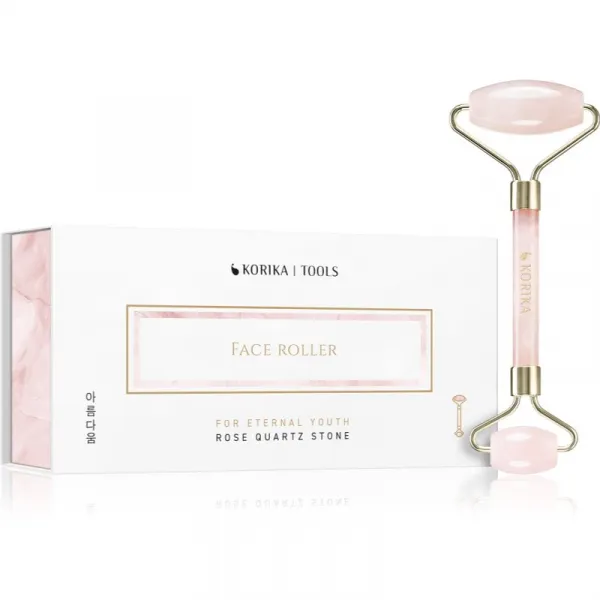 KORIKA Tools Face Roller Green Jade Stone masážny valček na tvár Quartz Roller Pink 1 ks