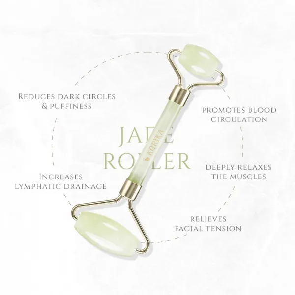 KORIKA Tools Face Roller Green Jade Stone masážny valček na tvár Jade Roller Green