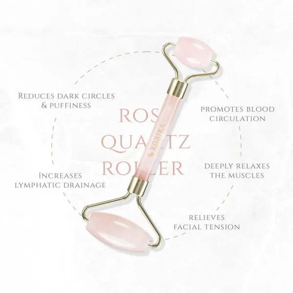 KORIKA Tools Face Roller Green Jade Stone masážny valček na tvár Quartz Roller Pink 1 ks