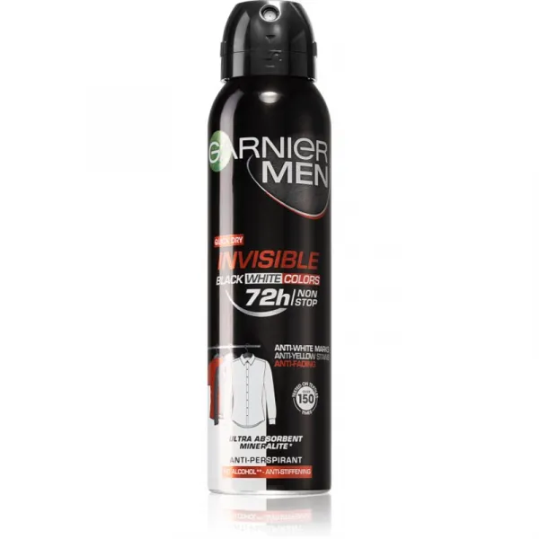 GARNIER MEN MINERAL INVISIBLE ANTI-MARKS/STAINS/FADING antiperspirant v spreji pre mužov s neviditeľ