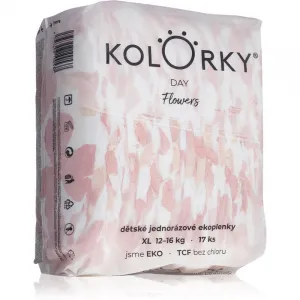 KOLORKY DAY kvety XL 12-16 kg 17 ks,KOLORKY DAY Plienky jednorazové eko, kvety XL (12-16 kg) 17 ks