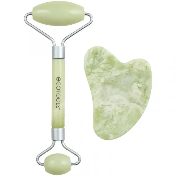 EcoTools Jade Roller & Gua Sha masážny valček na tvár a masážna pomôcka 2 ks