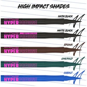 MAYBELLINE NEW YORK Hyper Precise očná linka v pere odtieň 001 Forest 1 ml