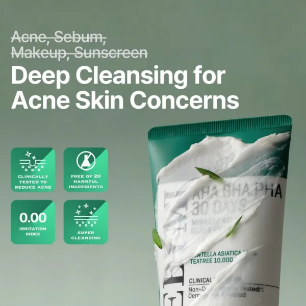 Some By Mi AHA∙BHA∙PHA 30 Days Miracle Acne Clear Foam hĺbkovo čistiaca pena pre problematickú pleť, akné 50 ml