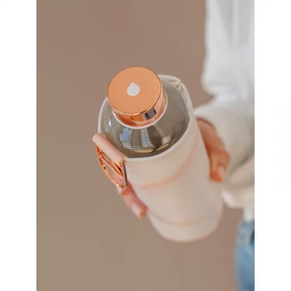 Equa Mismatch sklenená fľaša na vodu + obal z umelej kože farba Lava 750 ml