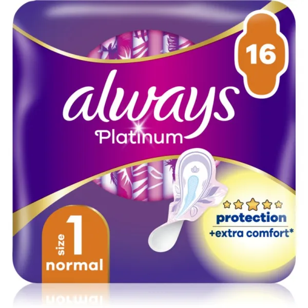 Always Platinum Normal Menštruačné Vložky s Krídelkami, 16 ks