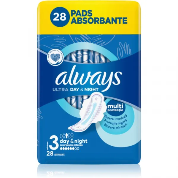 Always Ultra  Hygienické Vložky Deň a noc (Veľkosť 3) Krídelká 28 ks