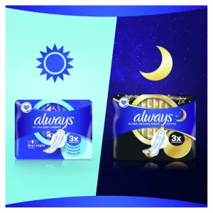 Always Ultra  Hygienické Vložky Deň a noc (Veľkosť 3) Krídelká 28 ks