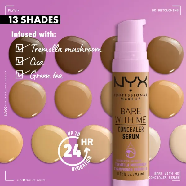 NYX Professional Makeup Bare With Me Concealer Serum hydratačný korektor 2 v 1 odtieň 07 Medium 9,6 ml