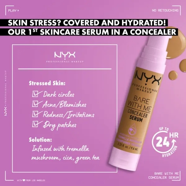 NYX Professional Makeup Bare With Me Concealer Serum hydratačný korektor 2 v 1 odtieň 07 Medium 9,6 ml