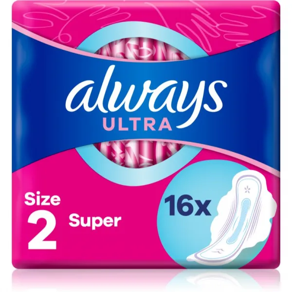 Always Ultra Deň Hygienické Vložky Long (Veľkosť 2) Krídelká 16 ks