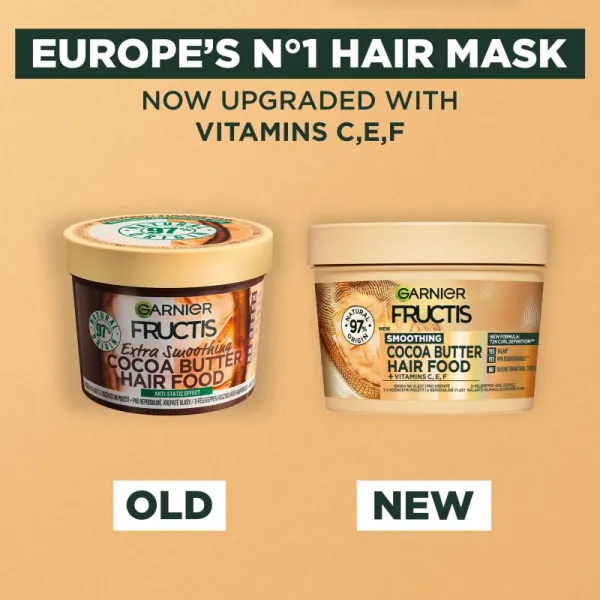 Garnier Fructis Cocoa Butter Hair Food vyživujúca maska na vlasy s kakaovým maslom 390 ml