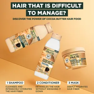 Garnier Fructis Cocoa Butter Hair Food vyhladzujúci šampón pre nepoddajné vlasy 350 ml