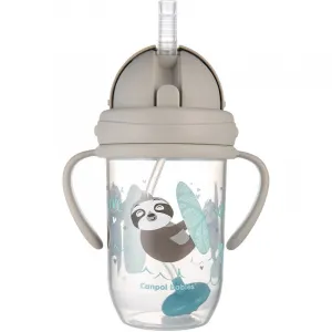 Canpol babies Exotic Animals Cup With Straw hrnček s rúrkou Gray 270 ml