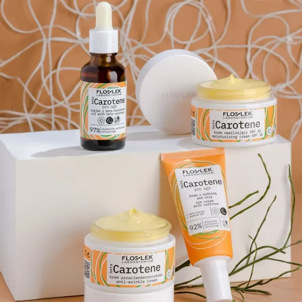FlosLek Laboratorium Beta Carotene očný krém proti opuchom a vráskam s kofeínom 30 ml