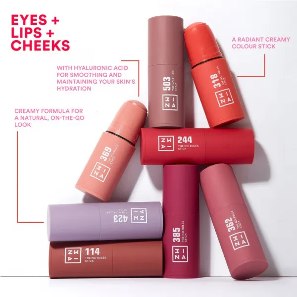 3INA The No-Rules Stick multifunkčná ceruzka na oči, pery a tvár odtieň 362 - Pink 5 g