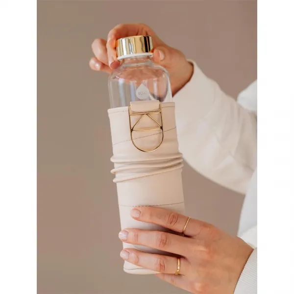 Equa Mismatch sklenená fľaša na vodu + obal z umelej kože farba Beige 750 ml