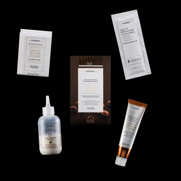 Korres Argan Oil permanentná farba na vlasy s arganovým olejom odtieň 5.0 Light Brown 50 ml