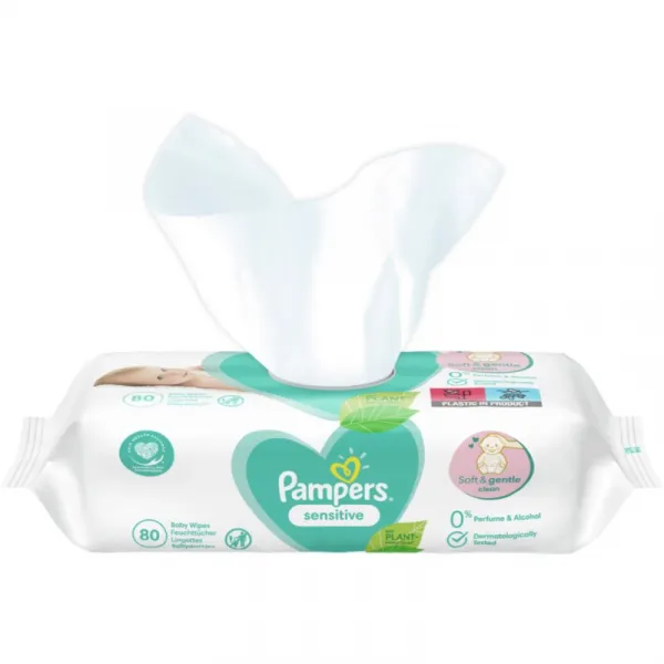 Pampers Fresh Clean Baby dětské čisticí ubrousky 15 balení = 1200 čisticích ubrousků,PAMPERS Sensitive Obrúsky vlhčené 15 balení = 1200 ks