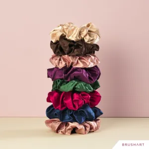 BrushArt Hair Large satin scrunchie set gumičky do vlasov Red & Blue