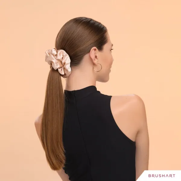 BrushArt Hair Large satin scrunchie set gumičky do vlasov Cream & Black