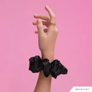 BrushArt Hair Large satin scrunchie set gumičky do vlasov Cream & Black