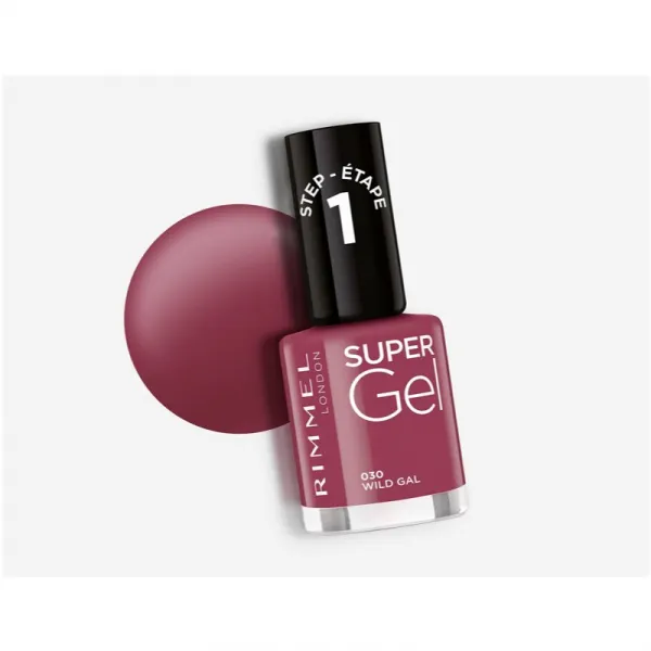 Rimmel Super Gel gélový lak na nechty bez použitia UV/LED lampy odtieň 030 Wild Gal 12 ml