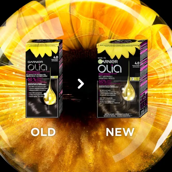 Garnier Olia permanentná farba na vlasy 4 .0 Tmavohnedá, 60 +60 +54 ml