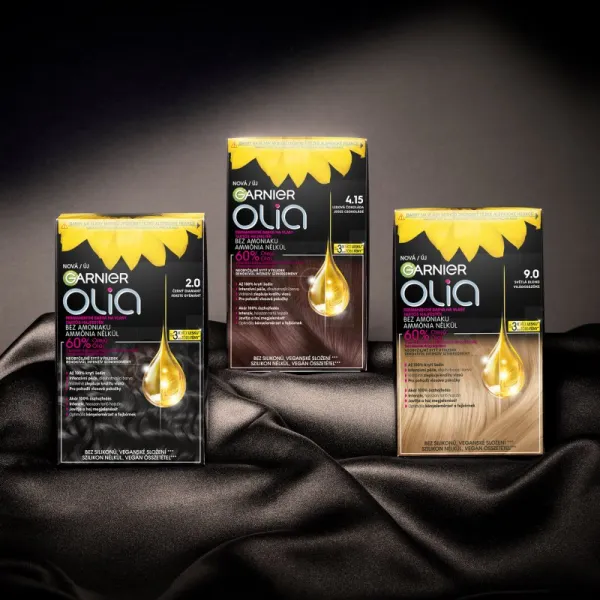 Garnier Olia permanentná farba na vlasy 4 .0 Tmavohnedá, 60 +60 +54 ml