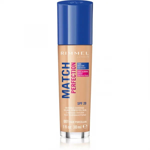 Rimmel Match Perfection tekutý make-up SPF 20 odtieň 001 Fair Porcelain 30 ml