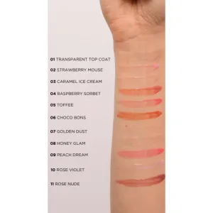 Eveline Cosmetics Diamond Glow trblietavý lesk na pery s kyselinou hyalurónovou odtieň 07 Golden Dust 4.5 ml