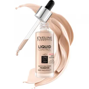 Eveline Cosmetics Liquid Control tekutý make-up s pipetou odtieň 002 Soft Porcelain 32 ml