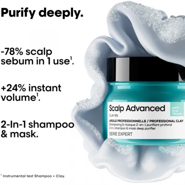 L’Oréal Professionnel Serie Expert Scalp Advanced šampón a maska 2 v 1 pre mastné vlasy a vlasovú pokožku 250 ml