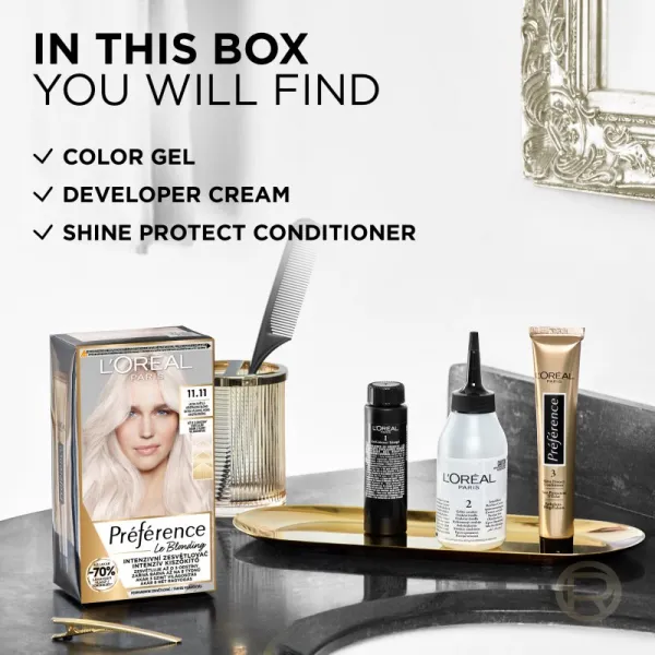 L’Oréal Paris Préférence Le Blonding farba na vlasy na zosvetlenie vlasov odtieň 11.11 Ultra-Light Cool Crystal Blonde 1 ks