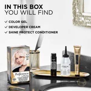 L’Oréal Paris Préférence Le Blonding farba na vlasy na zosvetlenie vlasov odtieň 11.21 Ultra-Light Cool Pearl Blonde 1 ks