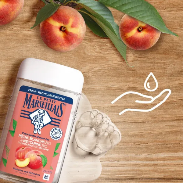 Le Petit Marseillais White Peach Bio & Nectarine Bio jemný sprchový gel 250 ml
