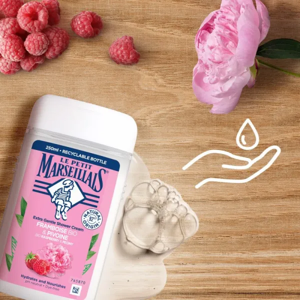 Le Petit Marseillais Raspberry BIO & Peony krémový sprchový gél 250 ml