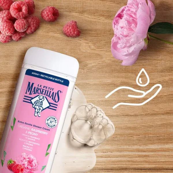 Le Petit Marseillais Raspberry BIO & Peony krémový sprchový gél 400 ml
